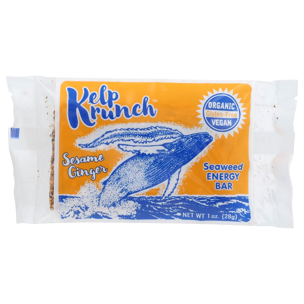 Maine Coast Sea Vegetables, Kelp Crunch, энергетический батончик с морскими водорослями, кунжут и имбирь, 28 г (1 унция)