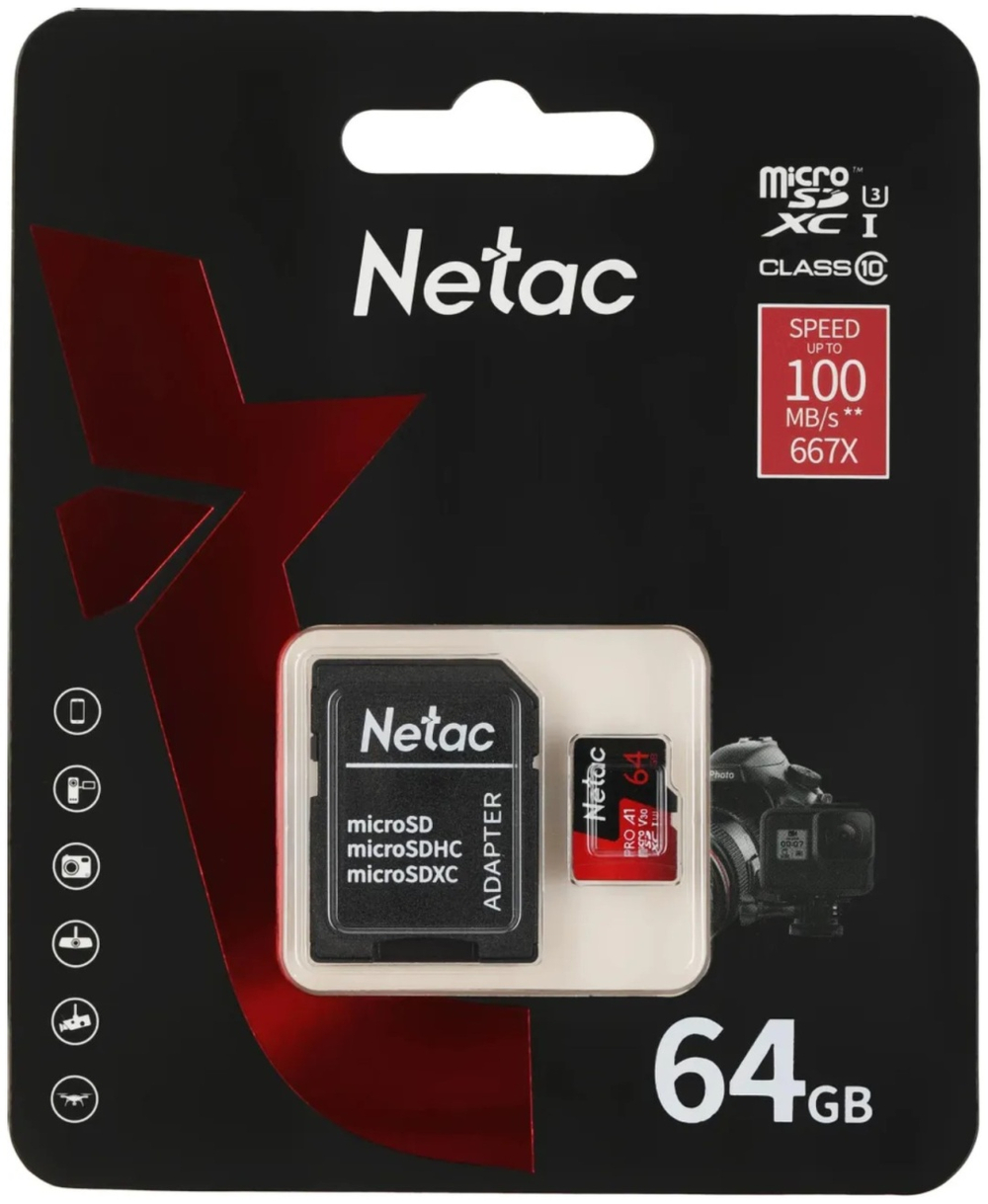 Карта памяти Netac P500 Extreme Pro NT02P500PRO-064G-R 64 Гб