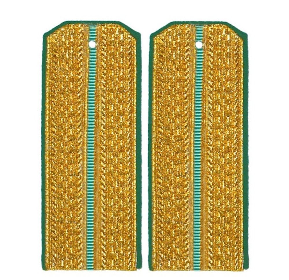 Погоны парадные золотые металлизированные 1 зеленый просвет