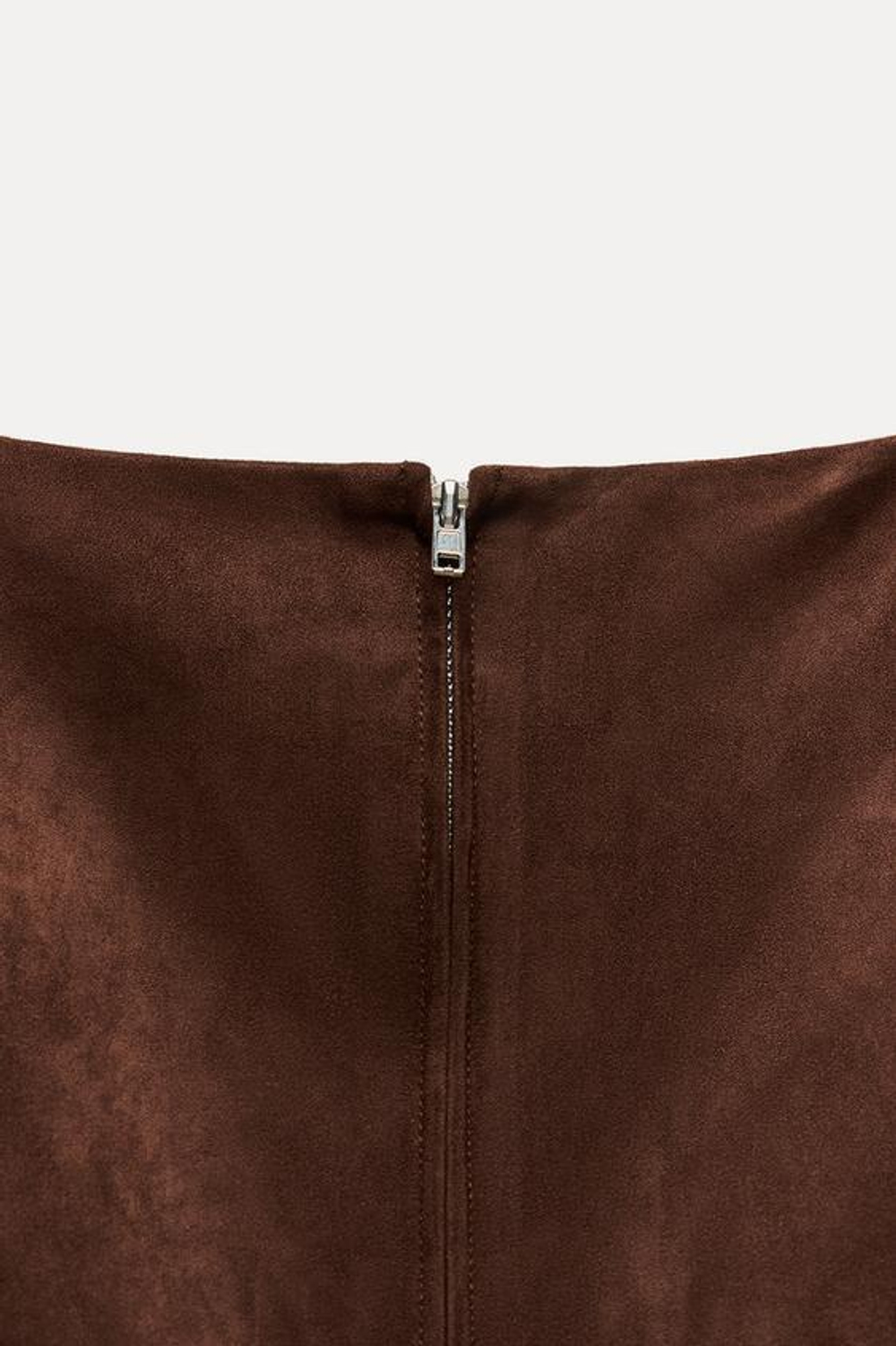 ZARA ТОП ИЗ ИСКУССТВЕННОЙ ЗАМШИ, КОРИЧНЕВЫЙ