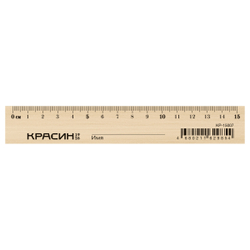 Линейка 15см Красин "Стандарт", дерево КР-15007
