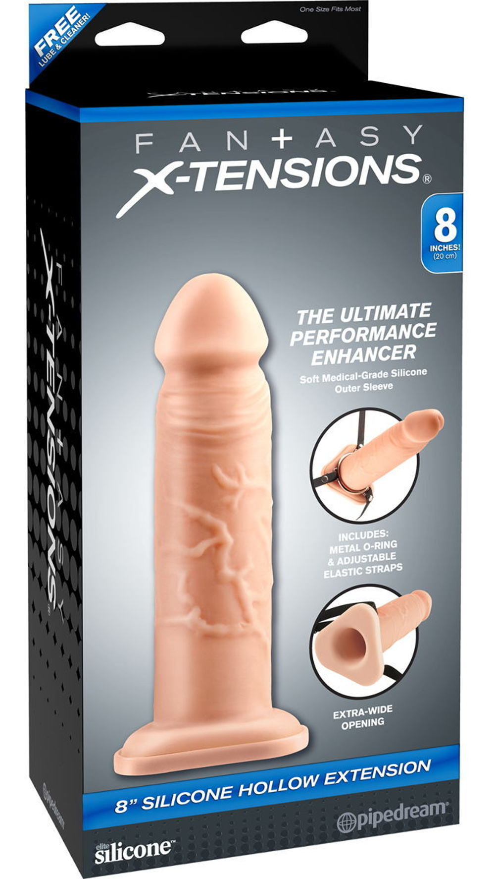 Телесный реалистичный фаллоимитатор с полостью Silicone Hollow Extension - 20 см. (Цвет: телесный)