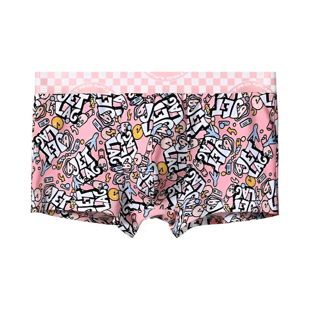 Розовые трусы-боксеры с принтом (Размер: XXL) (Цвет: розовый)