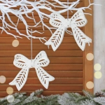 Подвески в блёсках «Сказочные бантики» 9*11 см (набор 2 шт), Белый