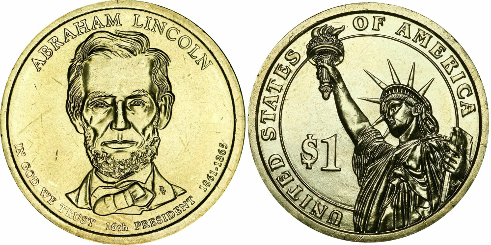 США 1 доллар 2010 Президент 16 - Авраам Линкольн (1861-1865)
