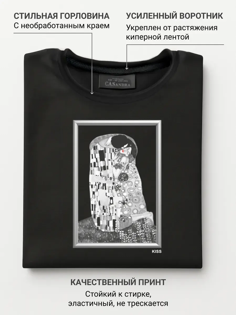 Футболка оверсайз с принтом и обрезной горловиной