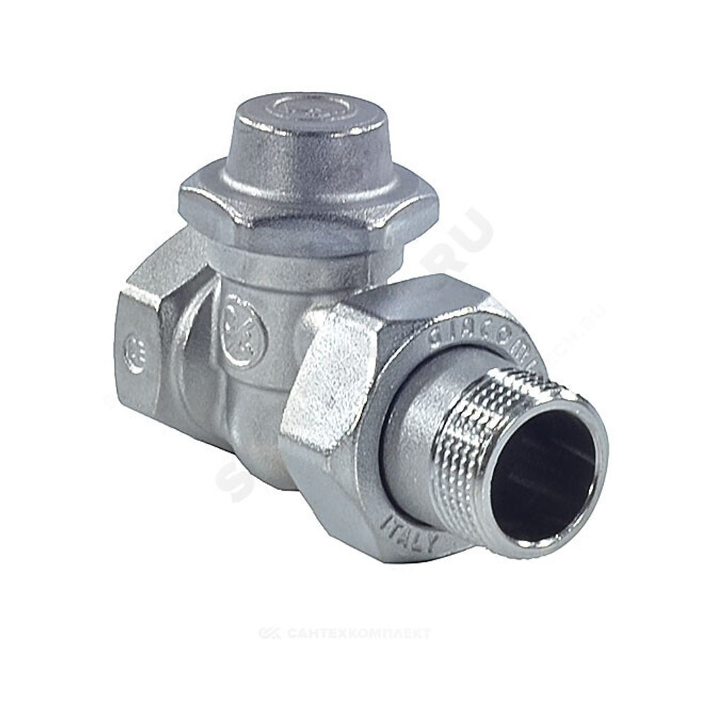 Клапан запорный Ду 20 Ру16 ВР прямой штуцер без уплотнения R715TG Giacomini R715X034