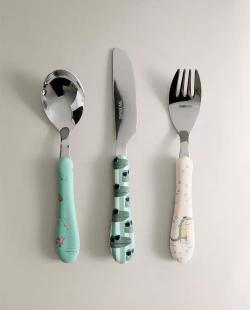 ZARA HOME ДЕТСКИЙ НАБОР СТОЛОВЫХ ПРИБОРОВ С ПРИНТОМ «КРОКОДИЛ» (3 ШТ.), РАЗНОЦВЕТНЫЙ