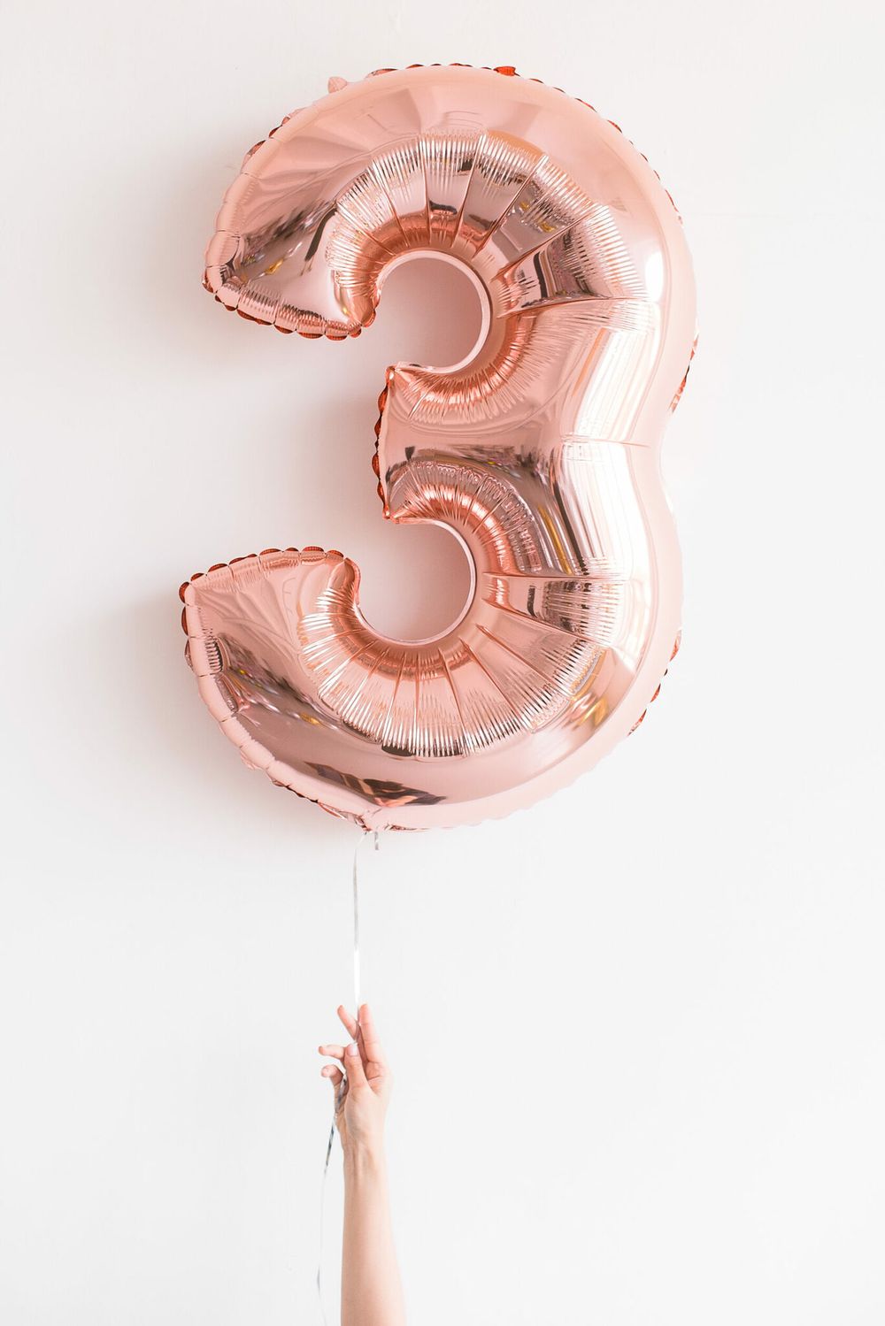 шар цифра 3 розовое золото rose gold 