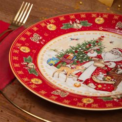 ТАРЕЛКА ОБЕДЕННАЯ LEFARD "ДЕД МОРОЗ" 27 СМ КРАСНАЯ (КОР=18ШТ.)