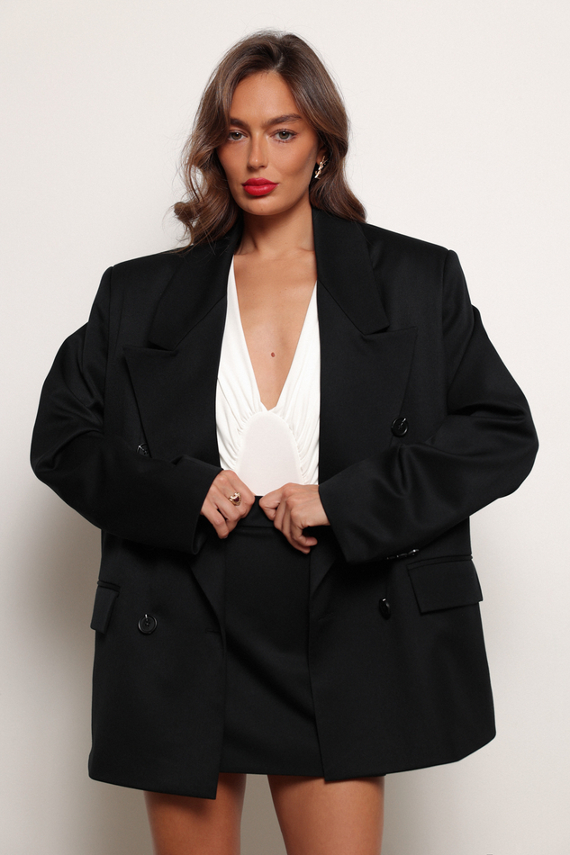 Жакет двубортный черный