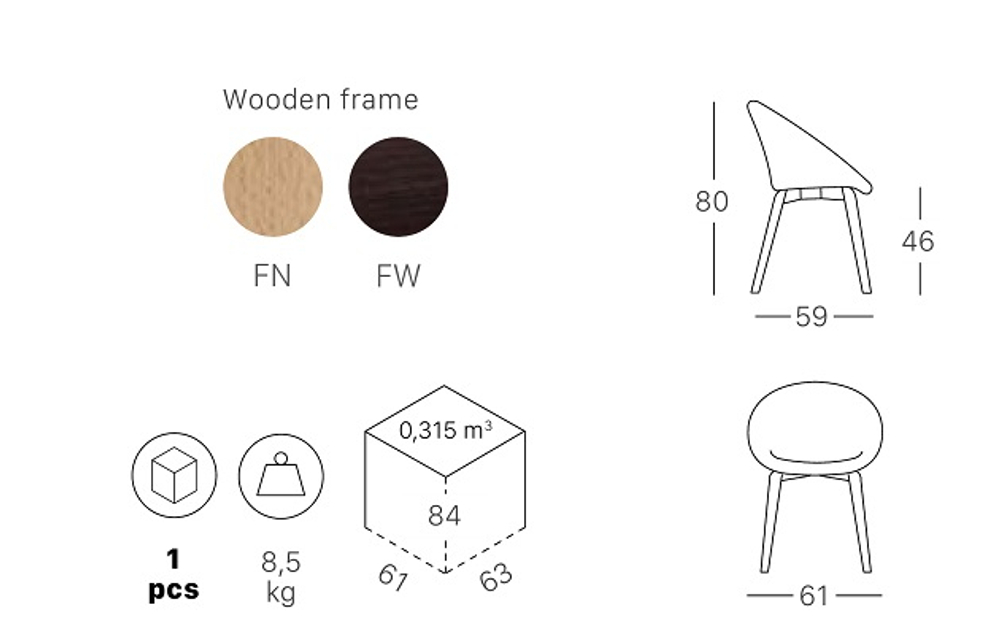 Кресло с обивкой Scab Design Natural Giulia Pop, венге, светло-серый