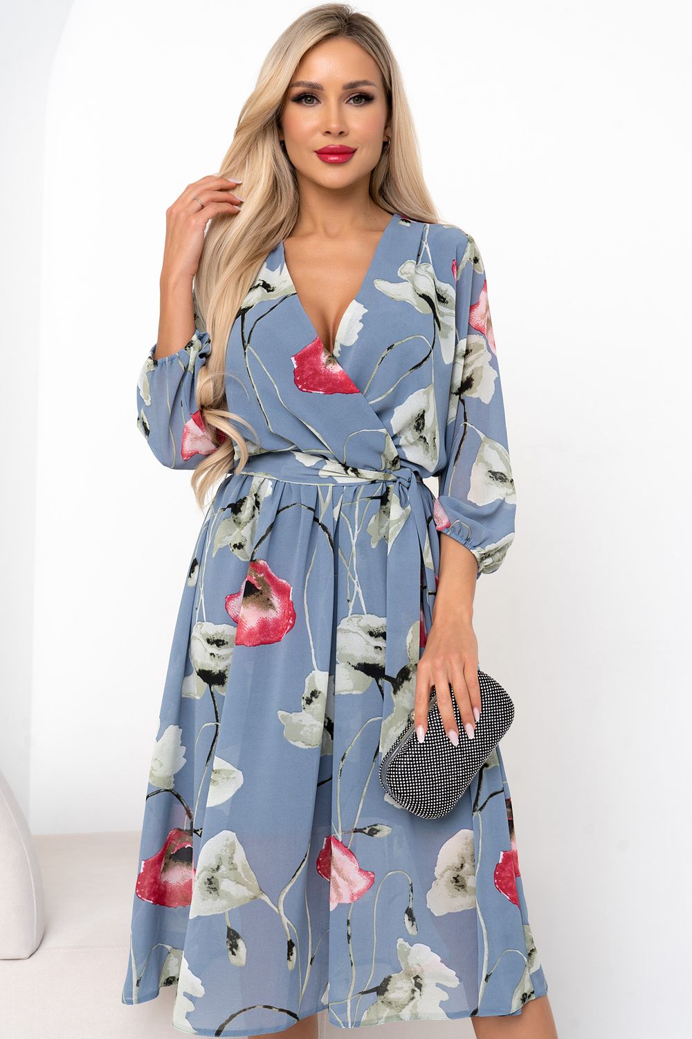 Платье Мила (дымчатый/маки) Р11-1207/3 Nikol (Акция)