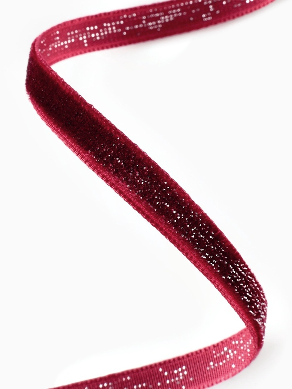 Бархатная лента с серебряным люрексом 6 мм