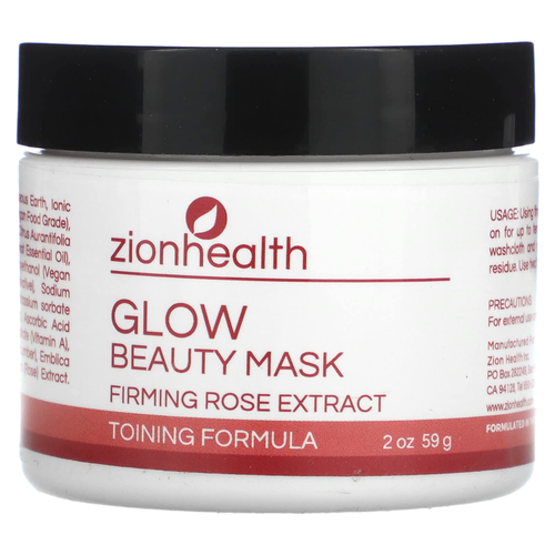 Zion Health, Glow Beauty Mask, укрепляющий экстракт розы, 56,69 г (2 унции)
