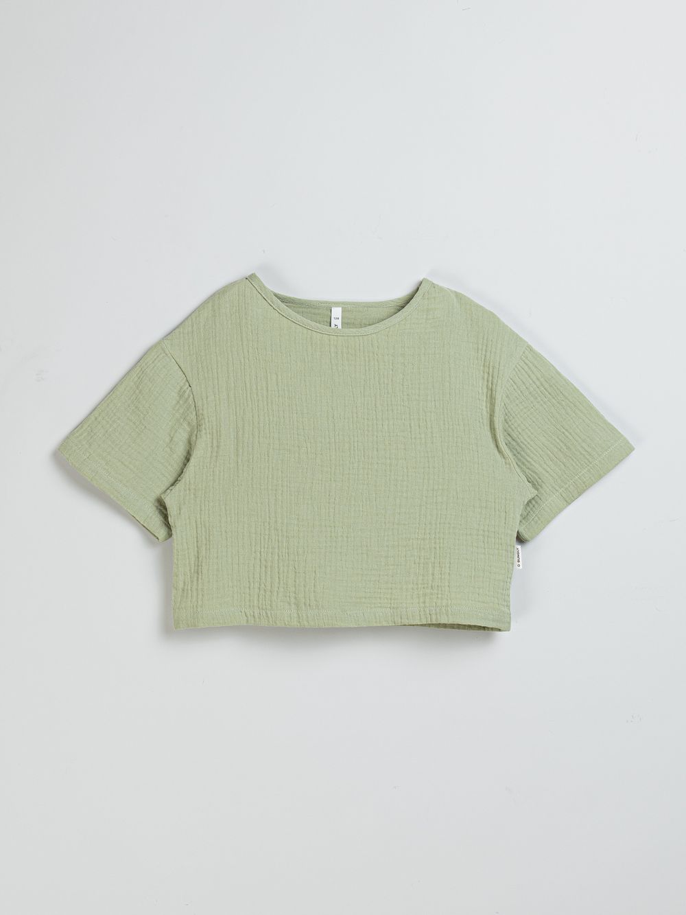 Футболка муслиновая "Шалфей" укороченная 7+