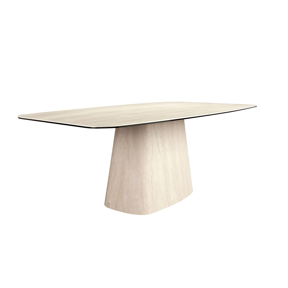 Овальный обеденный стол 1171 из керамики песочного цвета