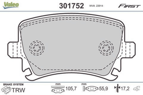 VALEO - 301752-VAL - Brake Pad Set, disc brake