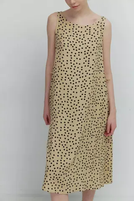 Платье-майка бежевого цвета в горох