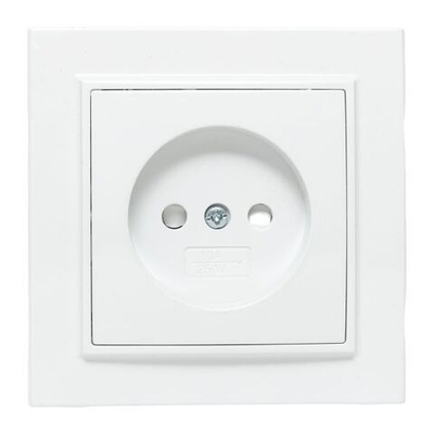 Минск Розетка 1-местная СП без заземления, 10 А, с защ,штор,, белая EKF Basic