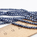 Фианит кракле бусины (кубический цирконий), цвет иолит, размер около 3 мм, цена за нить 38 см
