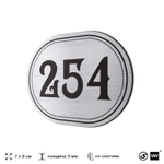 Номерок на дверь квартиры 254, для кабинета, офиса, шильдик 9 х 7 см, серебристый, Айдентика Технолоджи