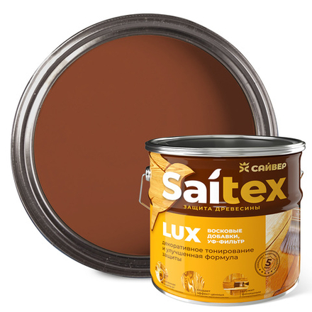 SAITEX LUX  ДЗС с воском и УФ-фильтром (глянцевый) Тиковое дерево  3л (Сайвер)