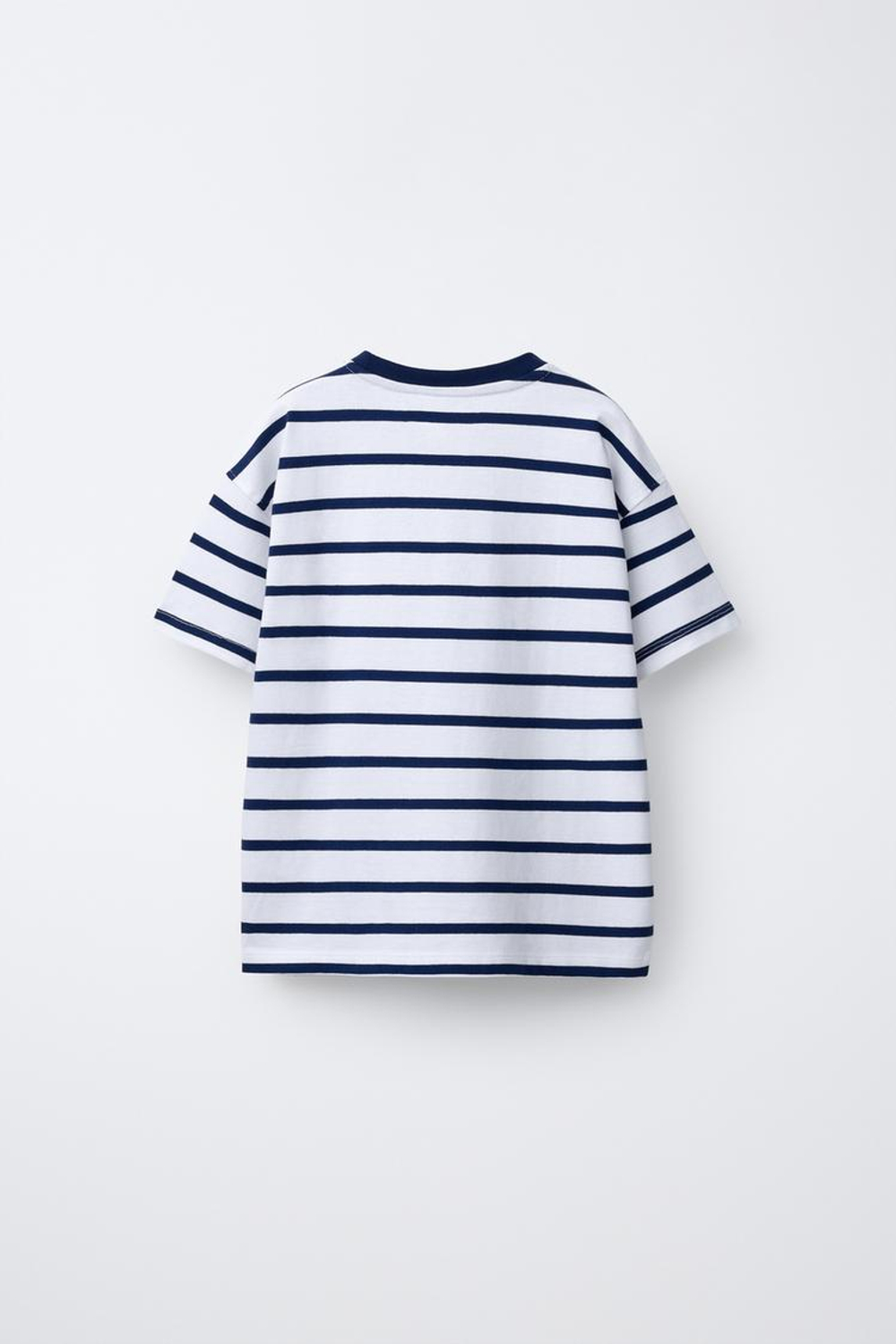 ZARA ФУТБОЛКА HEAVY WEIGHT В ПОЛОСКУ С НАДПИСЬЮ, ТЕМНО-СИНИЙ/ЭКРЮ