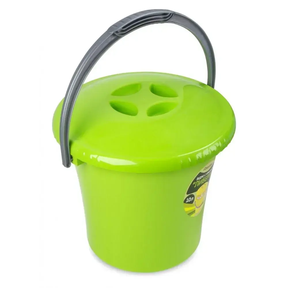 Ведро Либерти 10л с крышкой салатовое С604КСАЛ (комплект 12 шт)