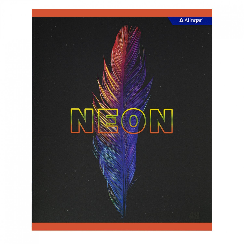 Тетрадь 48л., А5, клетка, Alingar "Пёрышко(NEON)", скрепка, мелованный картон (стандарт), soft touch, блок офсет, 4 дизайна в пленке т/у