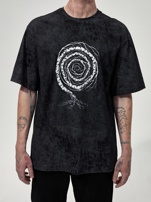 Футболка с принтом "Некому березу заломати". Черно-серая