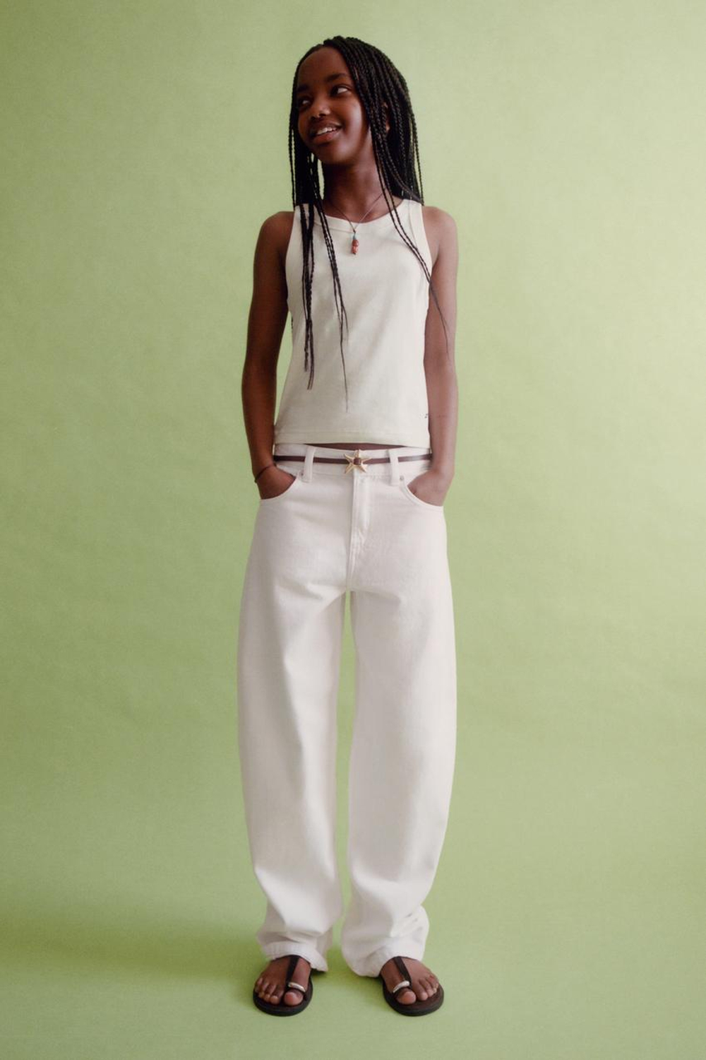 ZARA ТОП С АППЛИКАЦИЕЙ, ЭКРЮ