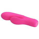 Розовый вибратор с клиторальным отростком Tim - 15,5 см. (Цвет: розовый)