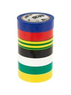 Изолента цветная 7 шт., набор электроизоляционных клейких лент для проводов KRANZ