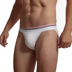 Мужские трусы танга белые JOCKMAIL JM3037-1