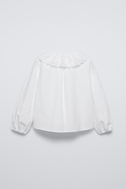 ZARA РУБАШКА С ВЫШИВКОЙ, БЕЛЫЙ