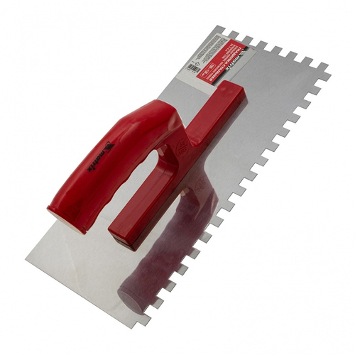 Гладилка стальная, 280 x 130 мм, зеркальная полировка, пластмассовая ручка, зуб 8 x 8 мм Matrix, 86778