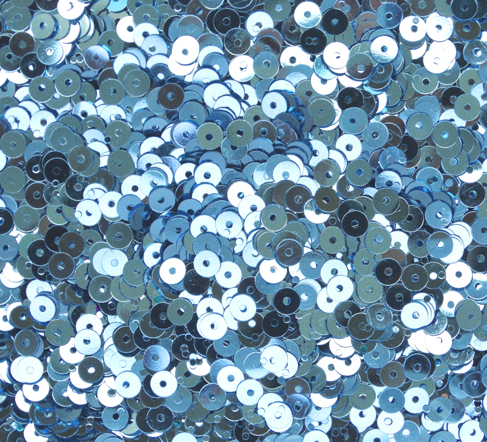 ПЛ014НН6 Пайетки круглые плоские, цвет: светло-голубой металлик, 6 мм, 10 грамм