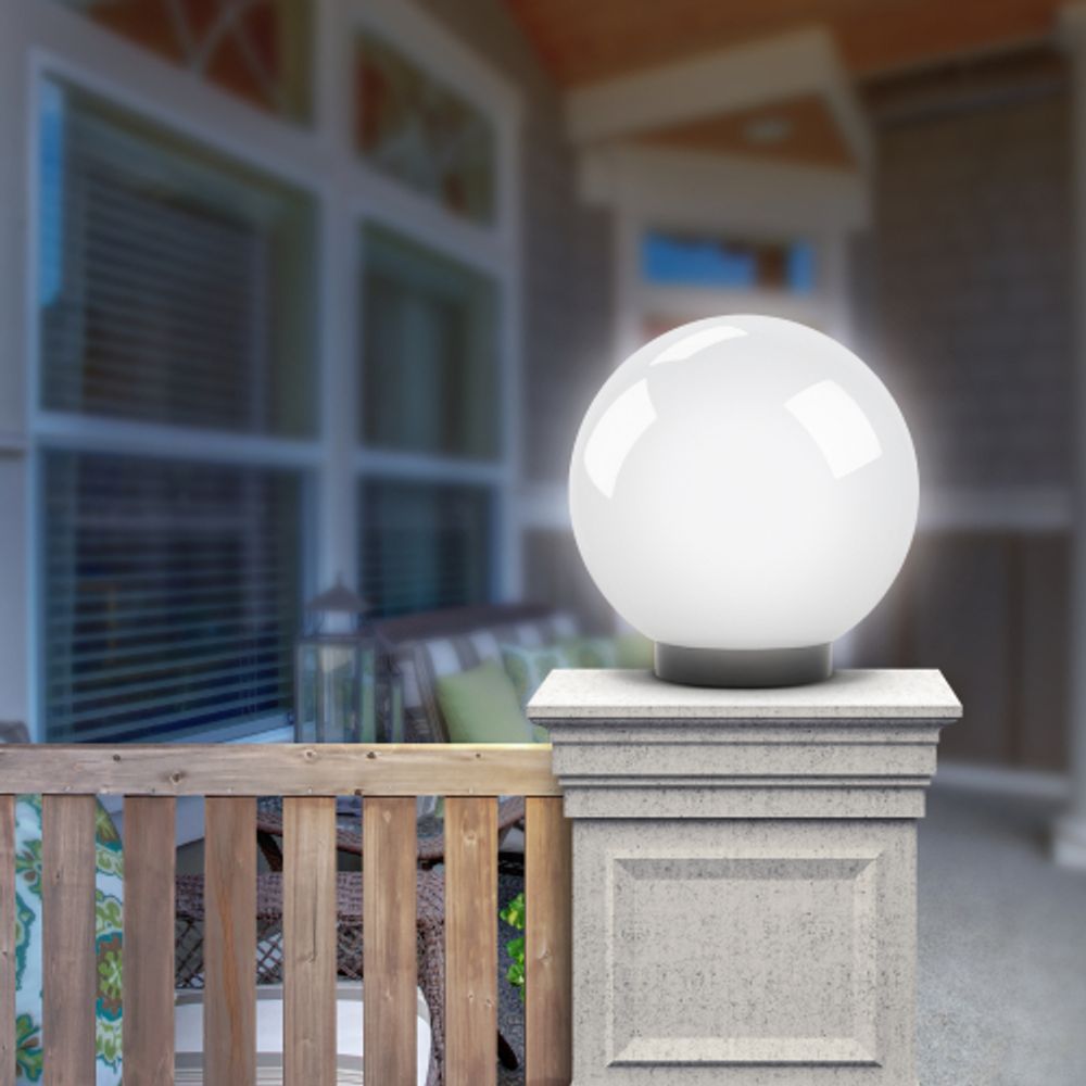 Садово-парковый светильник ЭРА НТУ 01-150-401 шар опаловый на опору / кронштейн IP44 Е27 max150Вт d400mm | Садово-парковые светильники