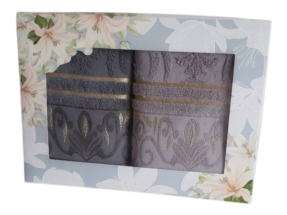 Набор из 2-х махровых полотенец в подарочной упаковке, 100% хлопок, Китай.