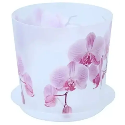 Кашпо ДЕКО D125мм 1,2л с подставкой орхидея белая 0,125,125х0,125м