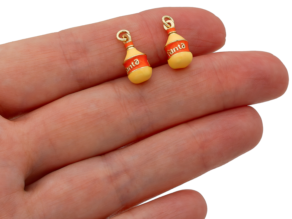 Подвеска "Бутылочка Фанта" 13,5мм, эмаль