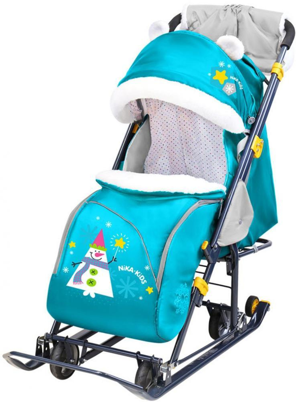 Коляска комбинированная «Ника Детям 7-6» со снеговиком бирюзовый (арт. НД7-6/8)