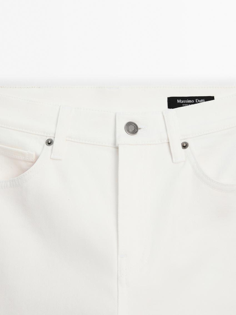 Massimo Dutti Расклешенные джинсы скинни с высокой посадкой, натуральный, кремовый