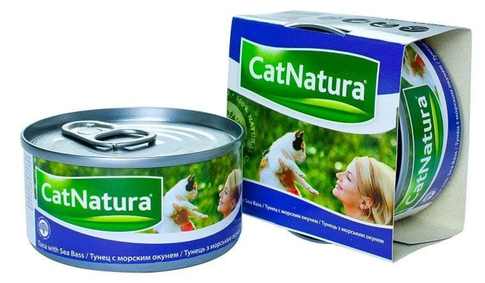 Cat Natura консервы для кошек тунец с морским окунем 85г