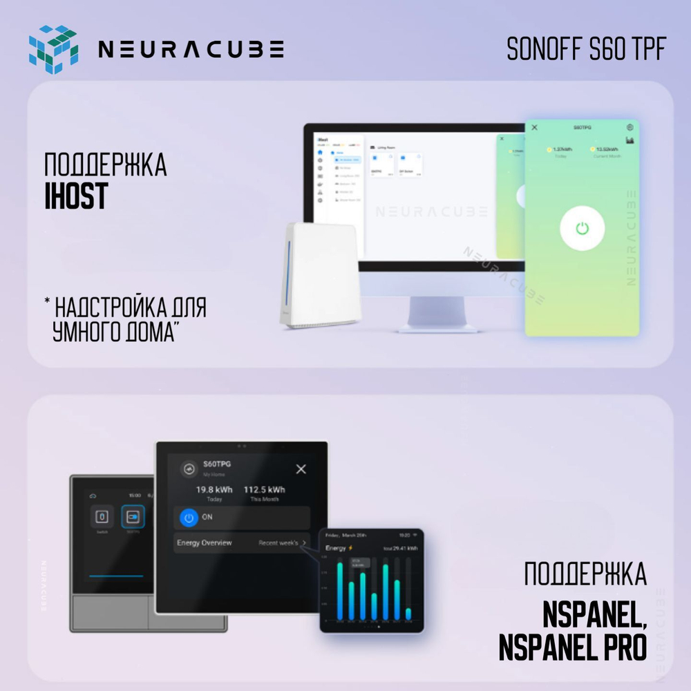 Умная WiFi розетка Sonoff S60TPF, 16А/4000Вт (Работает с Алисой)