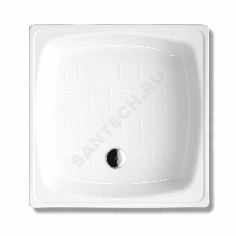 Поддон душевой стальной квадрат Standart Plus 800х800х130 рифленый белый White Wave (Караганда)