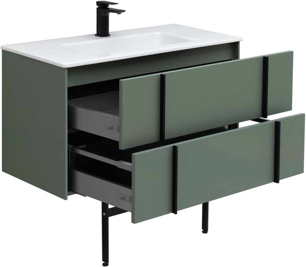 Тумба с раковиной Allen Brau Reality 90 см 1.32006.CGM олива матовый