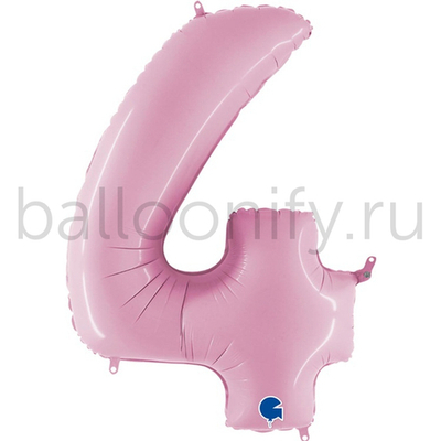 Шар ЦИФРА 4 Пастель Pink 40" 102 см