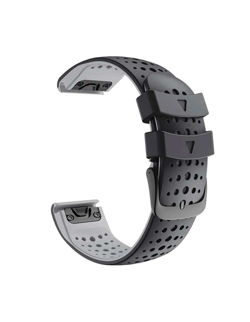 Ремешок дышащий Athlet 22 мм. для Garmin Fenix 7/6/5, EPIX 2, MARQ, Forerunner 935 / 945 / 955 / 965, instinct, instinct 2 двухцветный силиконовый быстросъемный (Белый/Черный)